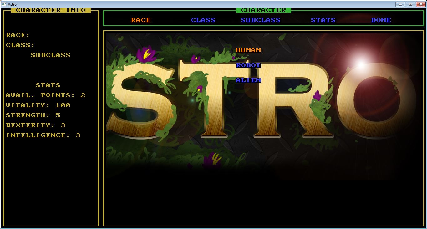 Character Selection Screen Race